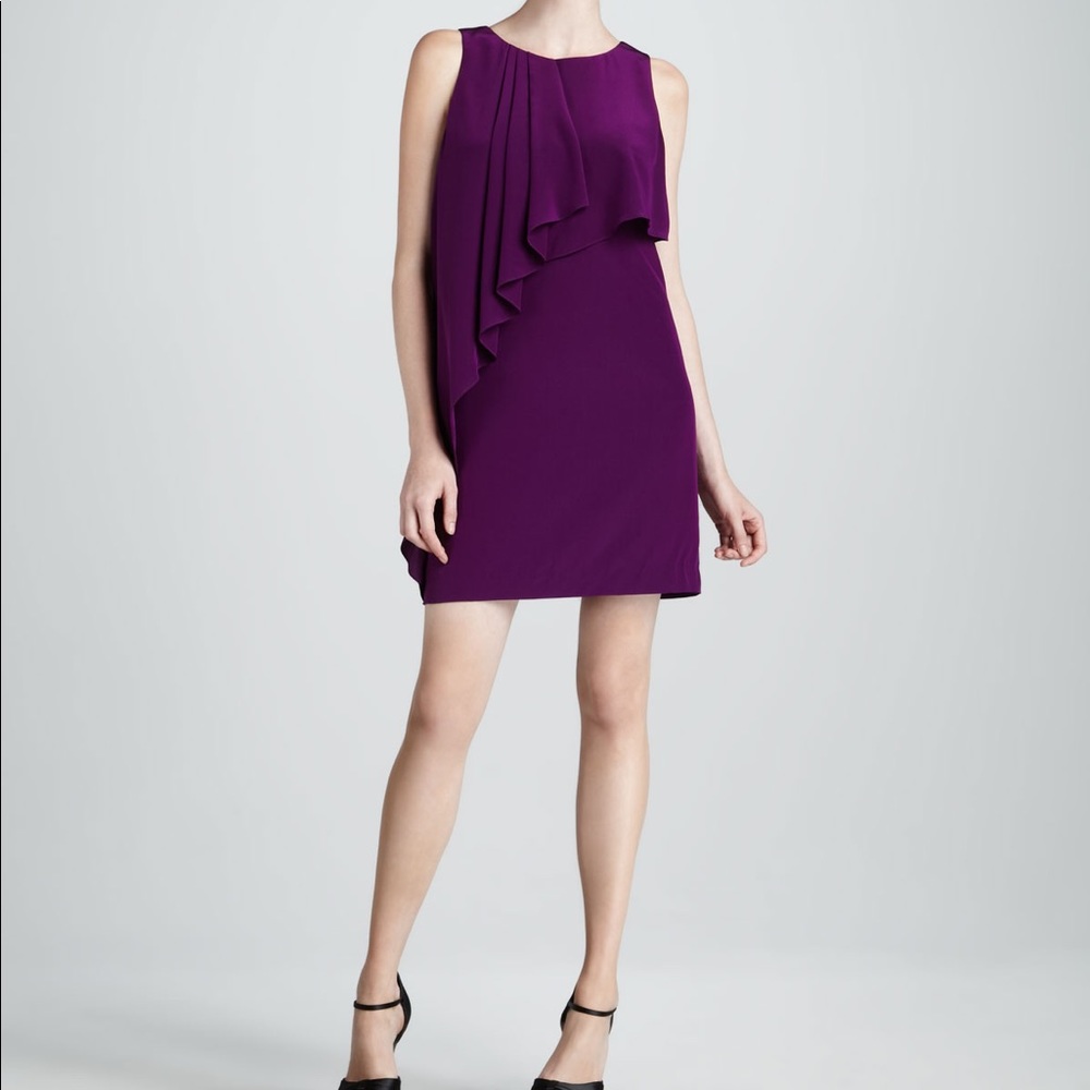 Ali Ro Ruffle-front Purple Silk Dress